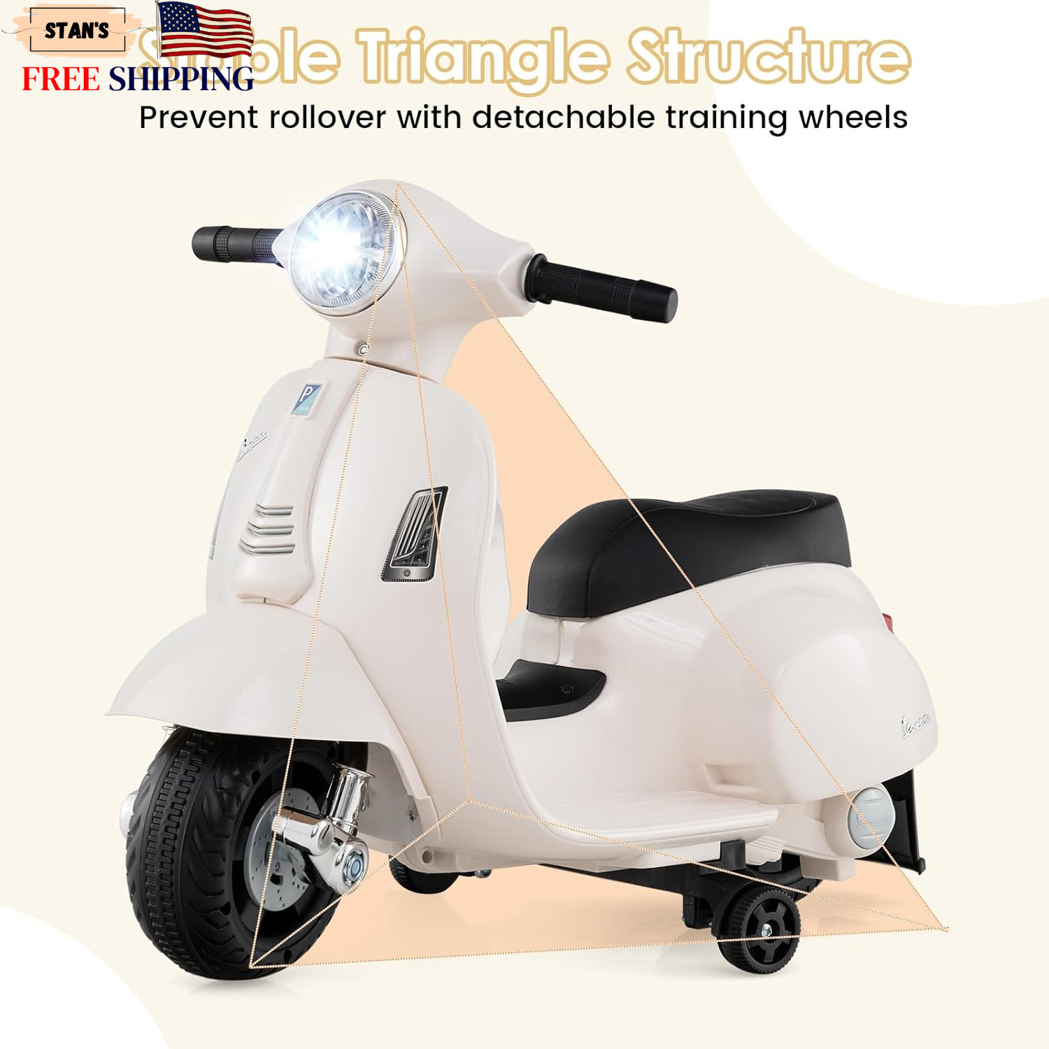 Licensed Vespa Scooter Kids Motorcycle by 6V Ride on Electric Motorcycle wit…