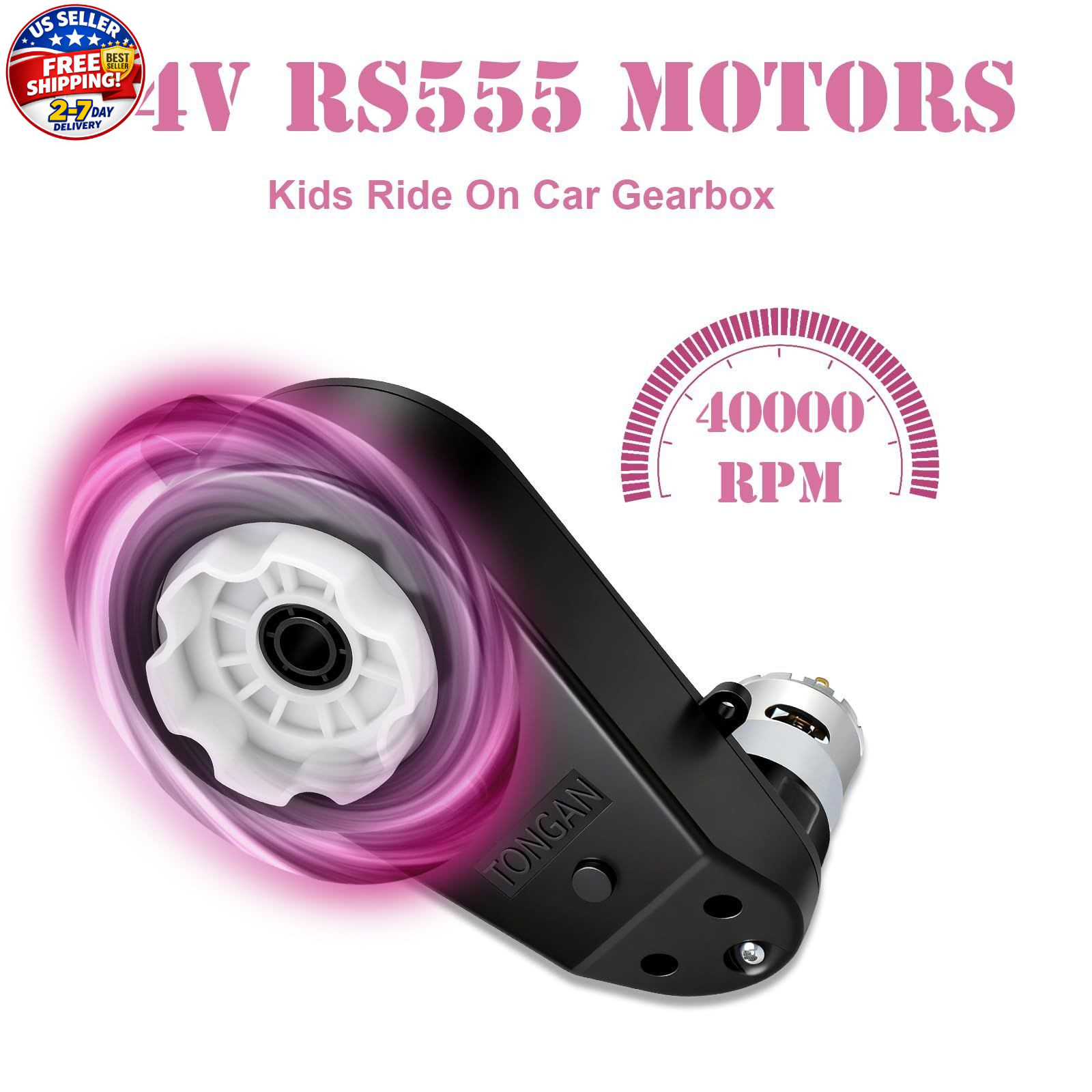 24V Motor Gearbox Replacement for Ride On Toys 2 PCS RS555 High Speed 40000RPM U