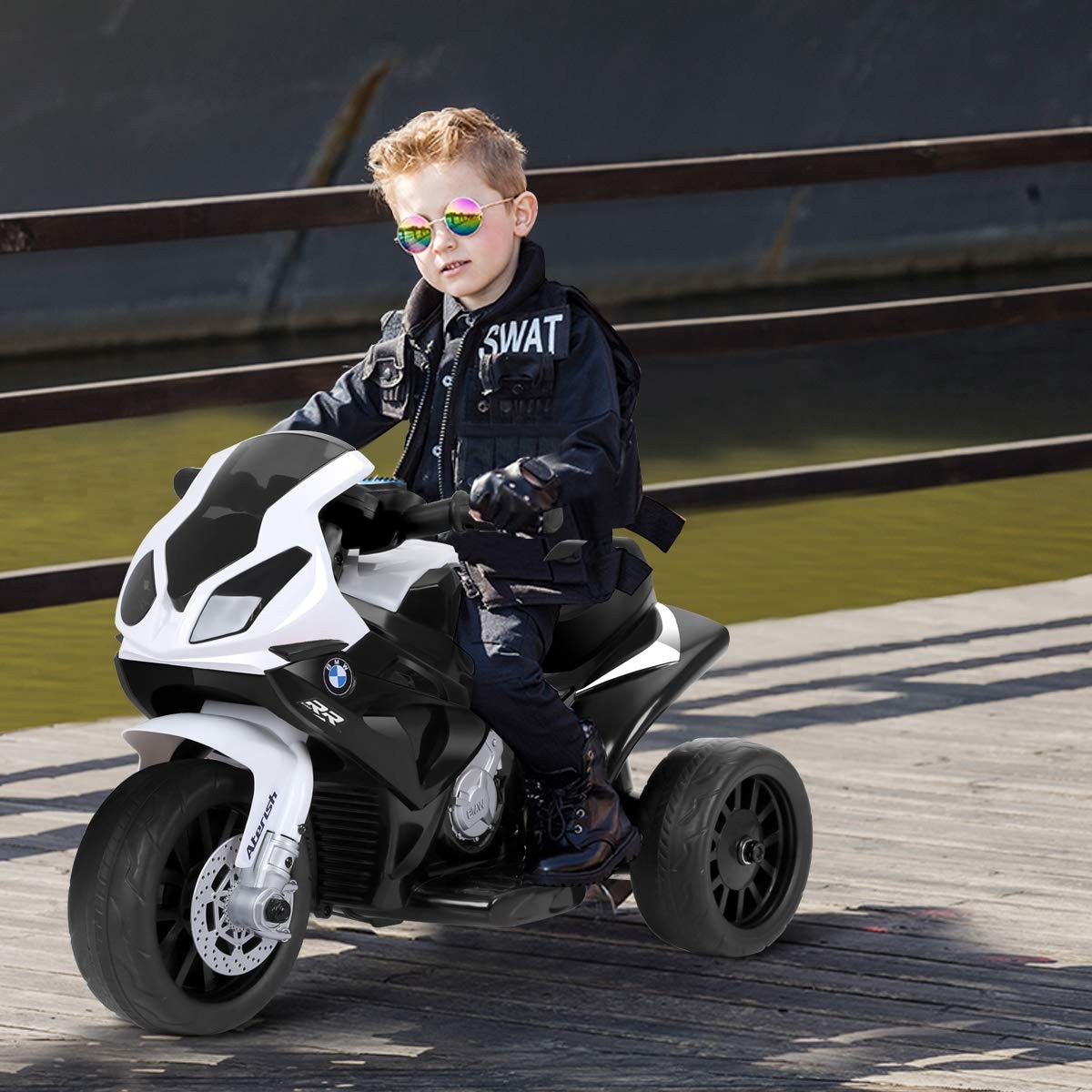 Kids Motorcycle Licensed BMW 6V Battery Ride On LED Lights Music Black