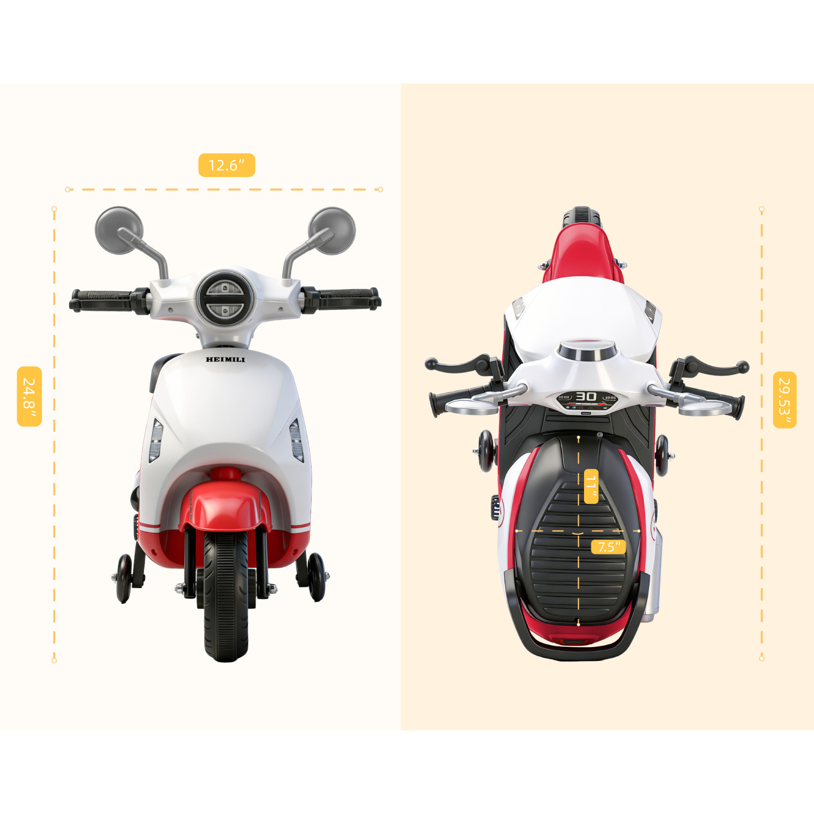 Red 6V Kids Electric Motorcycle ride on Motorbike Age for 1-4 w/ Training Wheels