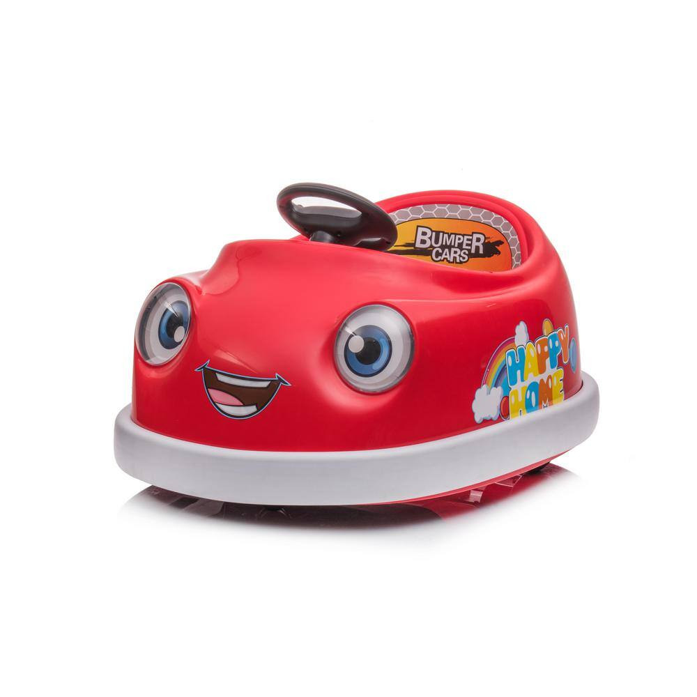 12-Volt Dual Bumper Car for Kids 1-6-Years Old Electric Car W/Pushrod Dinner Pla