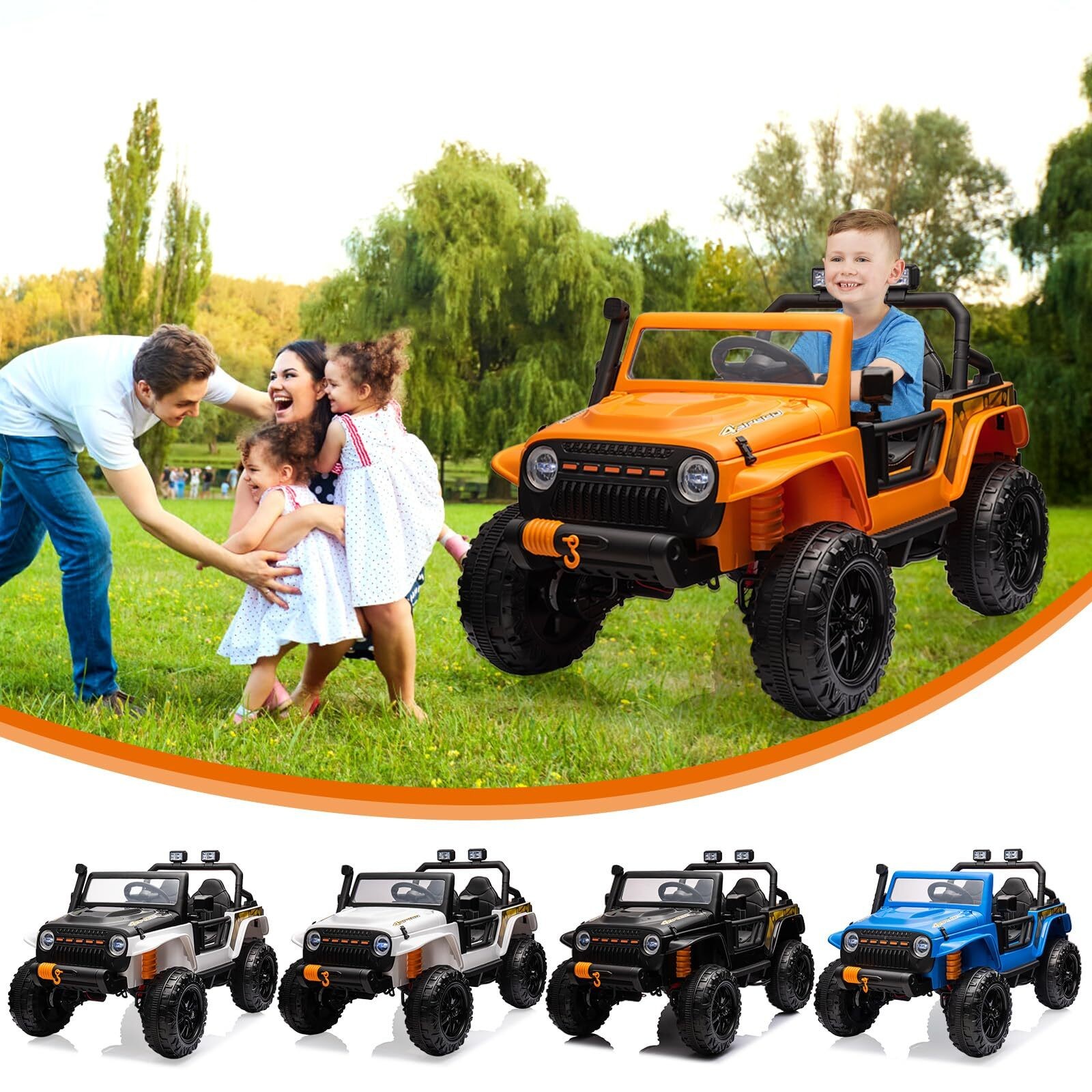 24V Ride on Car Truck for Kids Toy Car with Remote Control, Music, LED Lights