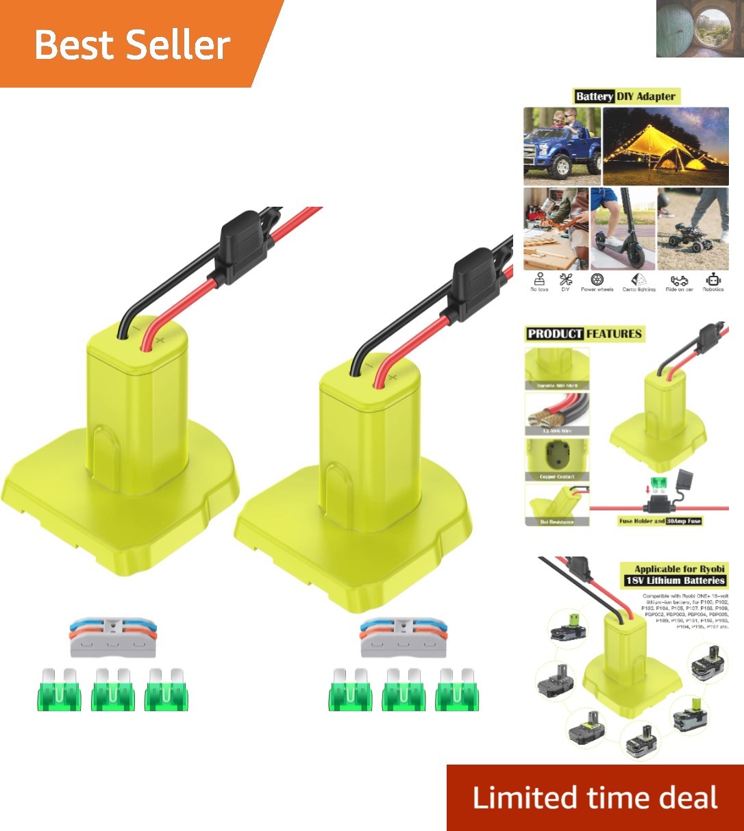 Complete 2-Pack Power Wheel Adapter for Ryobi 18V – Upgrade Your Ride On Toys