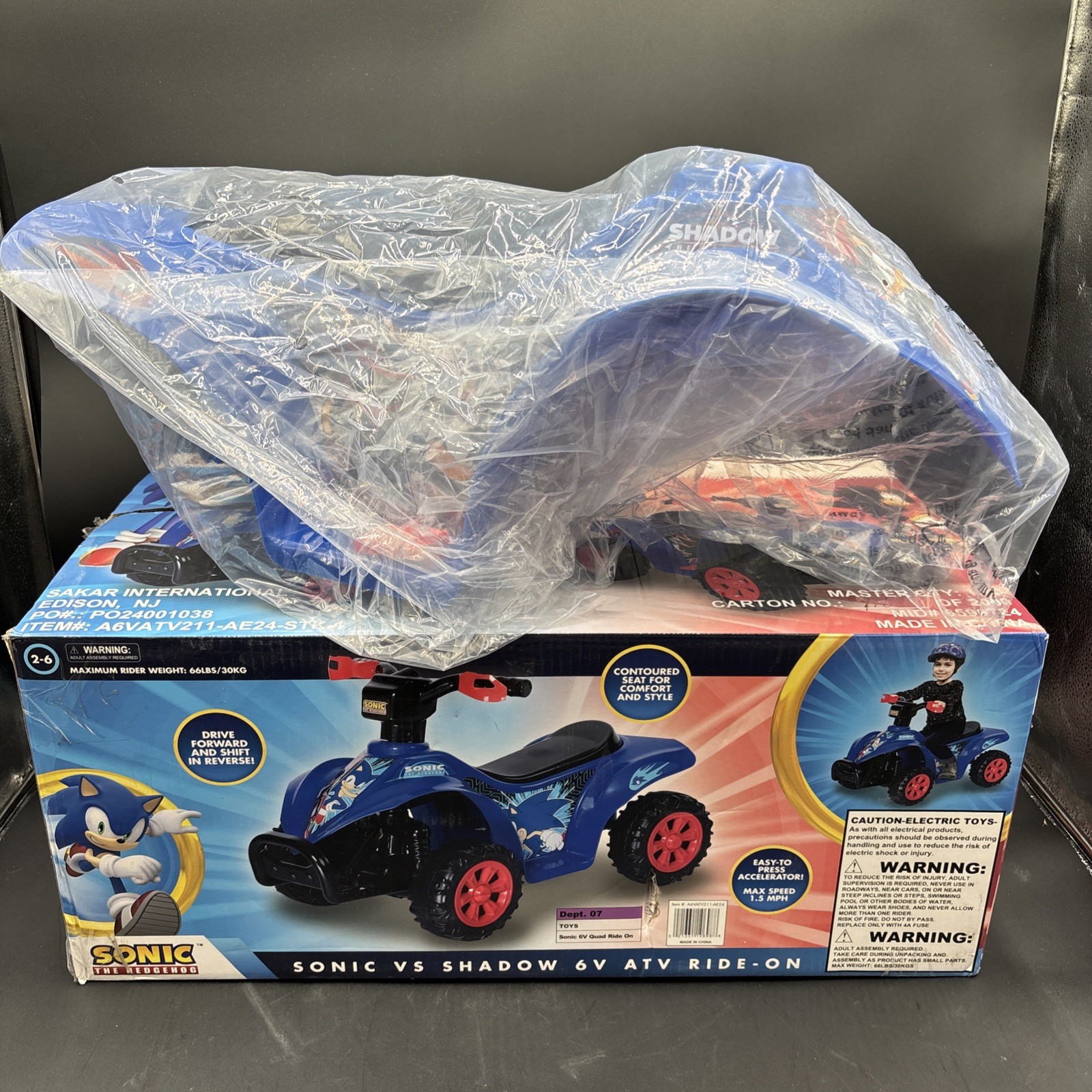 Sonic The Hedgehog Vs Shadow 6V ATV Ride-On Ages 2-6 New