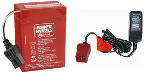 00801-0712 6 Volt Red Battery & Charger Combo Power Wheels 6V Fisher Price