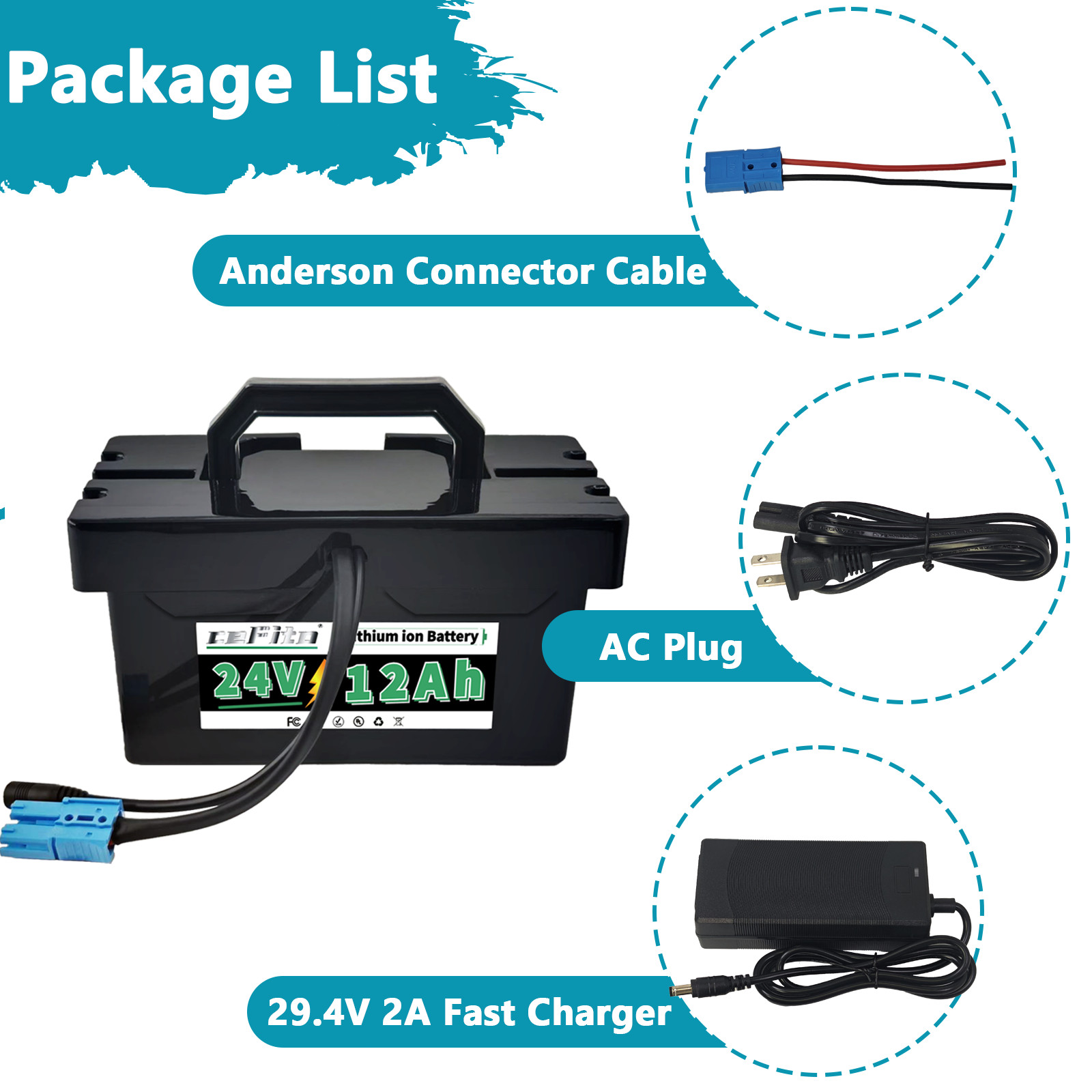 24V 12Ah Lithium Battery 24Volt Kids Ride-On Cars & Toy Cars Replacement Battery