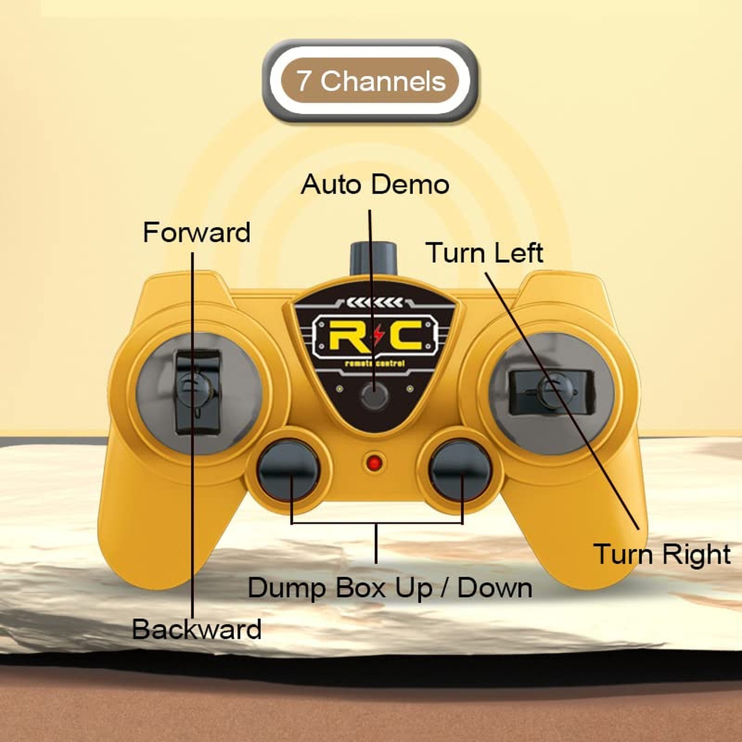 RC Dump Truck Toy for Kids – 6 Channel Remote Control Dump Truck with LED Lig…
