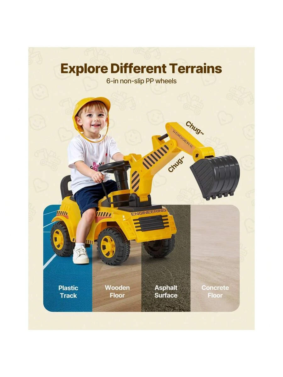 Ride On Toddler Car Push Excavator Digger Toy 19-36 Months 55Lbs