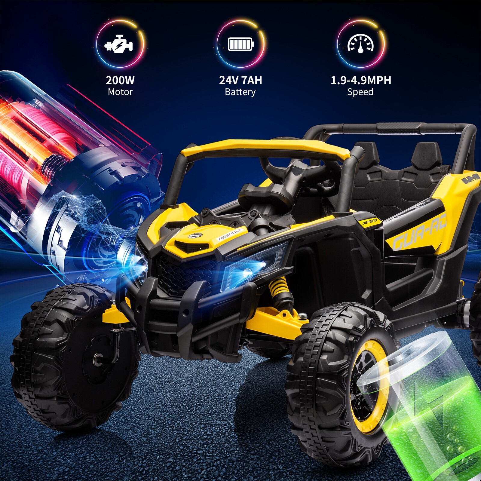24V Power Wheels Electric Ride on UTV Car Toys Gift for Kids w/ Remote Control