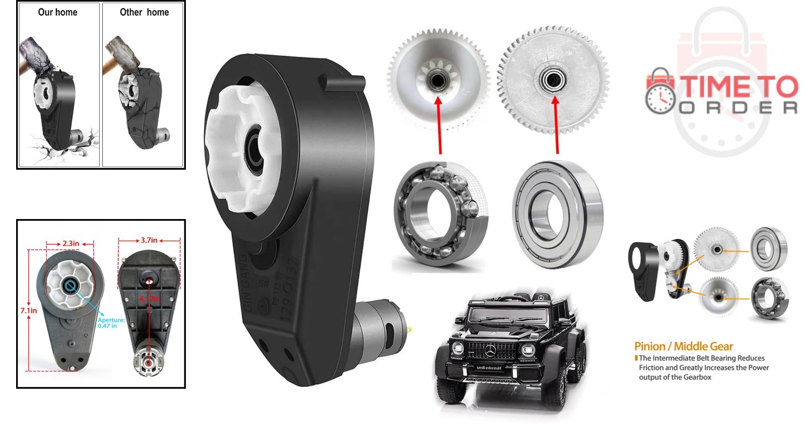 12V 40000RPM High Speed Gearbox for Kids Ride On Toys Car Electric Motor Upgrade