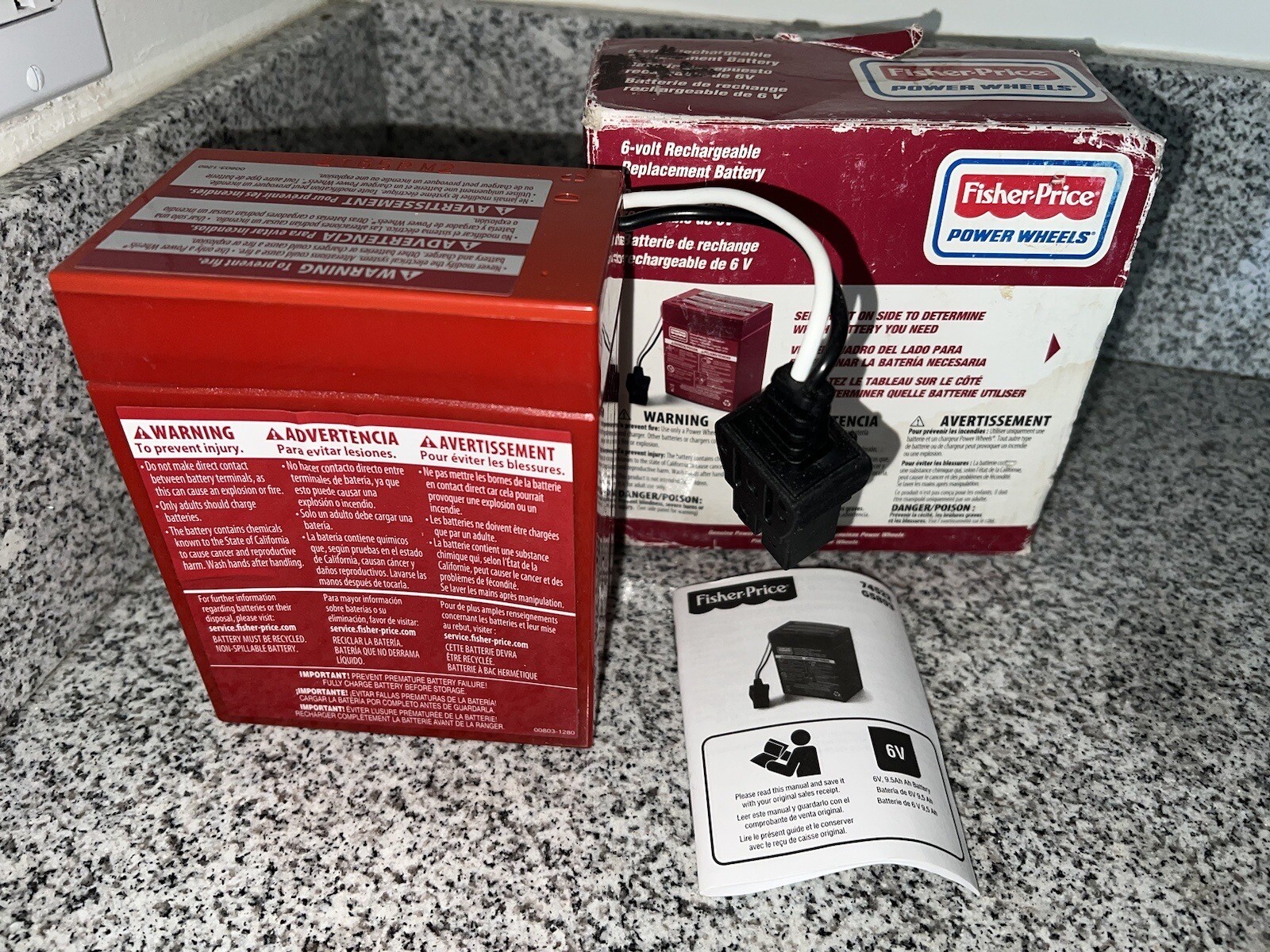 Fisher-Price Power Wheels 6-Volt Rechargeable Red Battery -NEW-