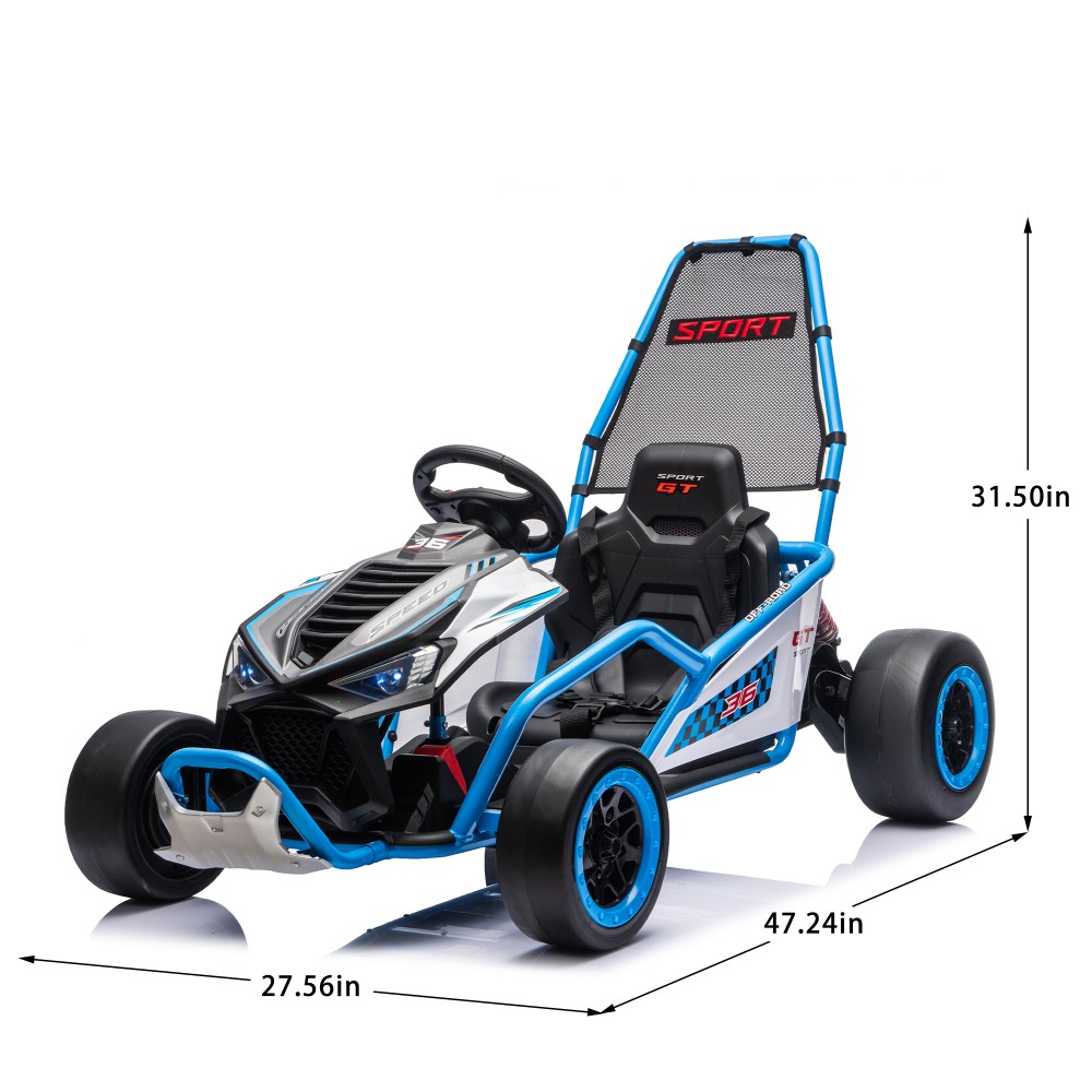 24V 400W Kids Ride on Drift Car Electric Go Kart 5-7.5 MPH with Music Bluetooth