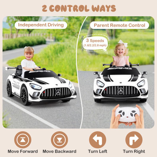 12V Kids Ride-On Car Mercedes-AMG GT3 Licensed with Adjustable Speed