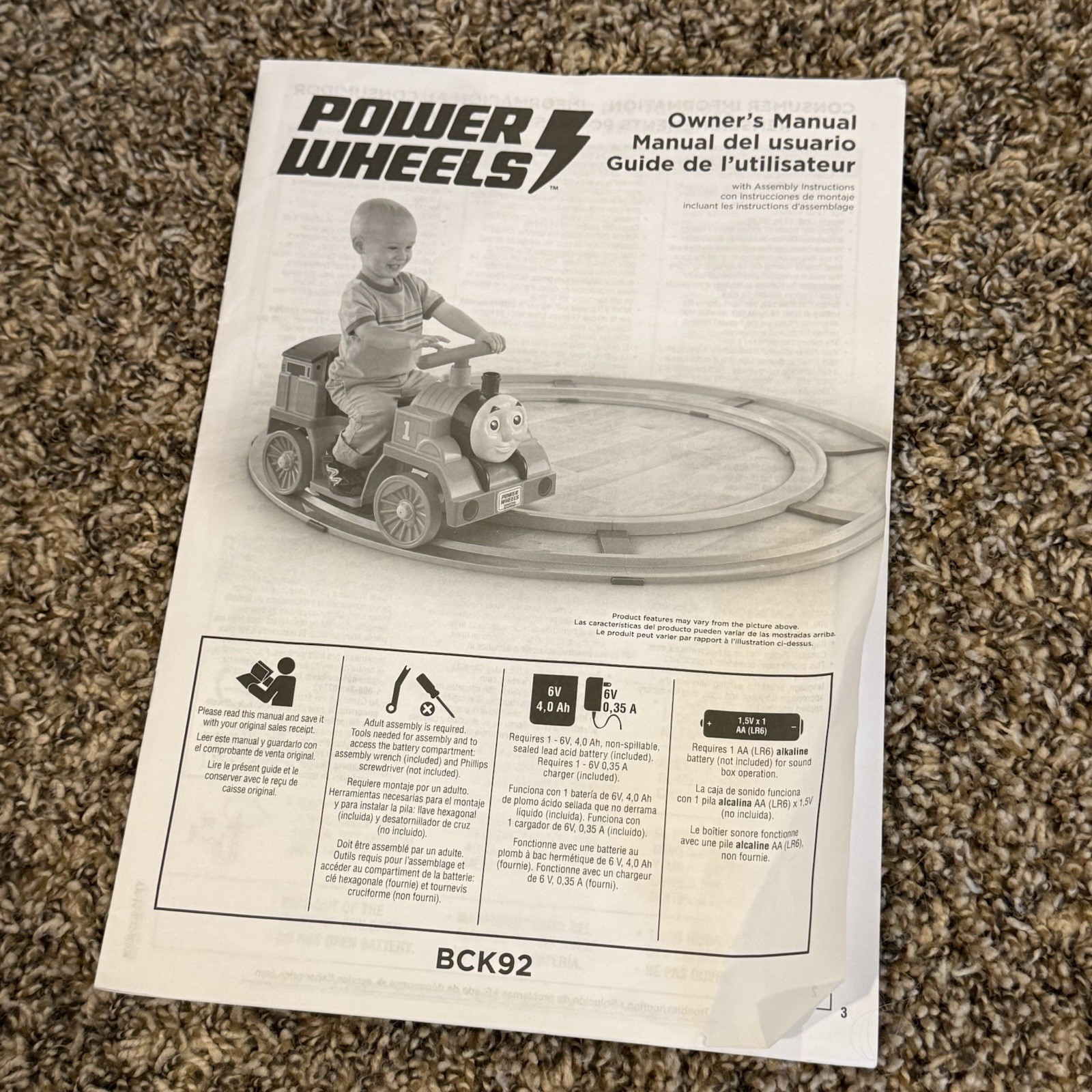 Fisher Price Power Wheels Ride-on Thomas & Friends Thomas On Track WORKS!!