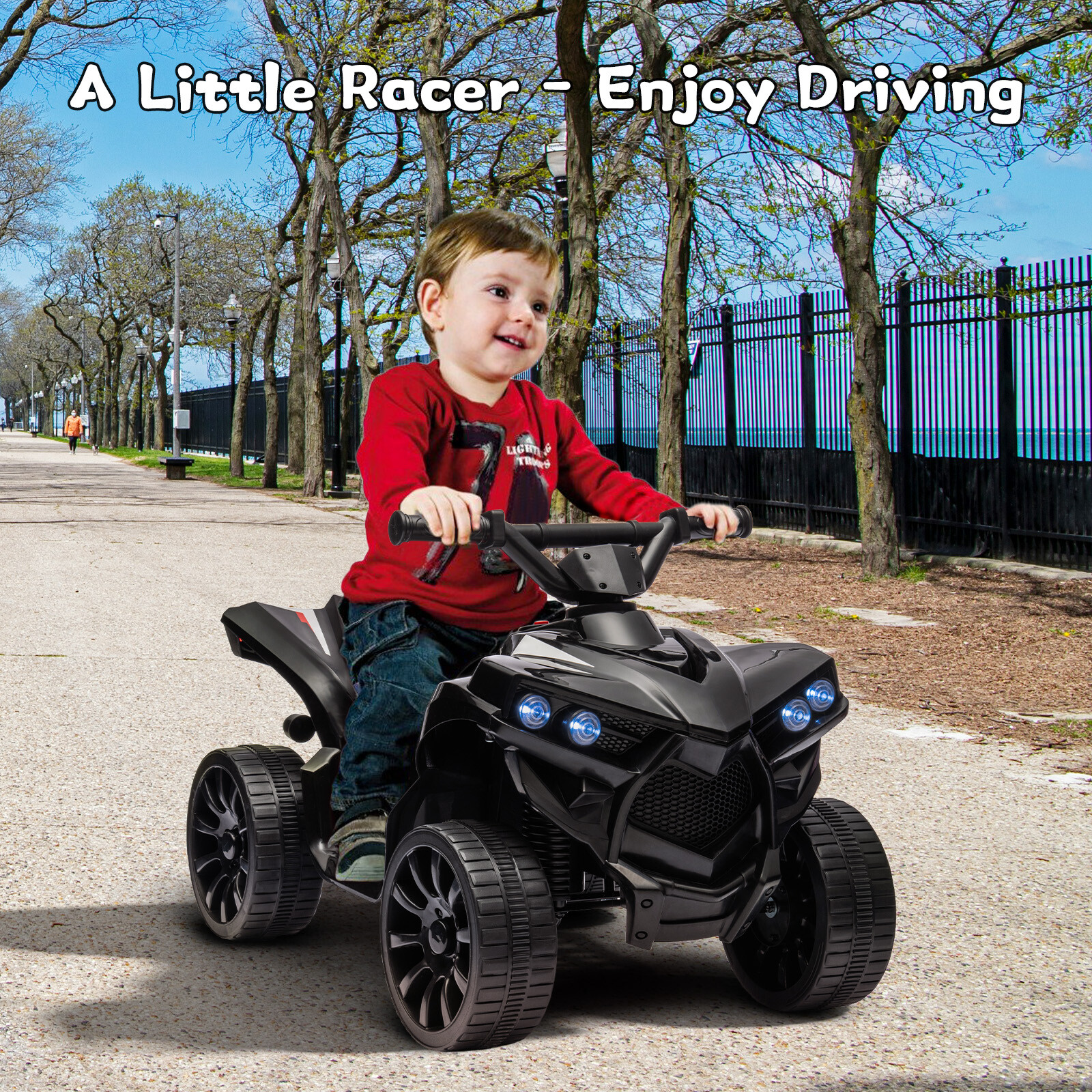 Kids Ride on Toy Car, 6V Battery Powered Quad Electric Vehicle with LED Lights