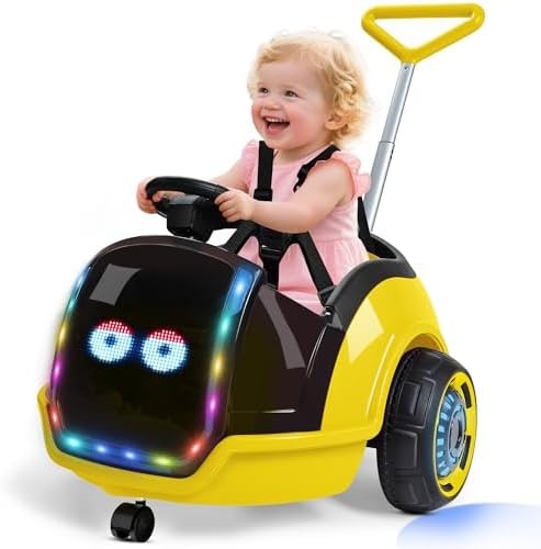 ANPABO 3-in-1 Electric Push Ride On Car, 12V Kids Ride On Toy w/Remote Contro…