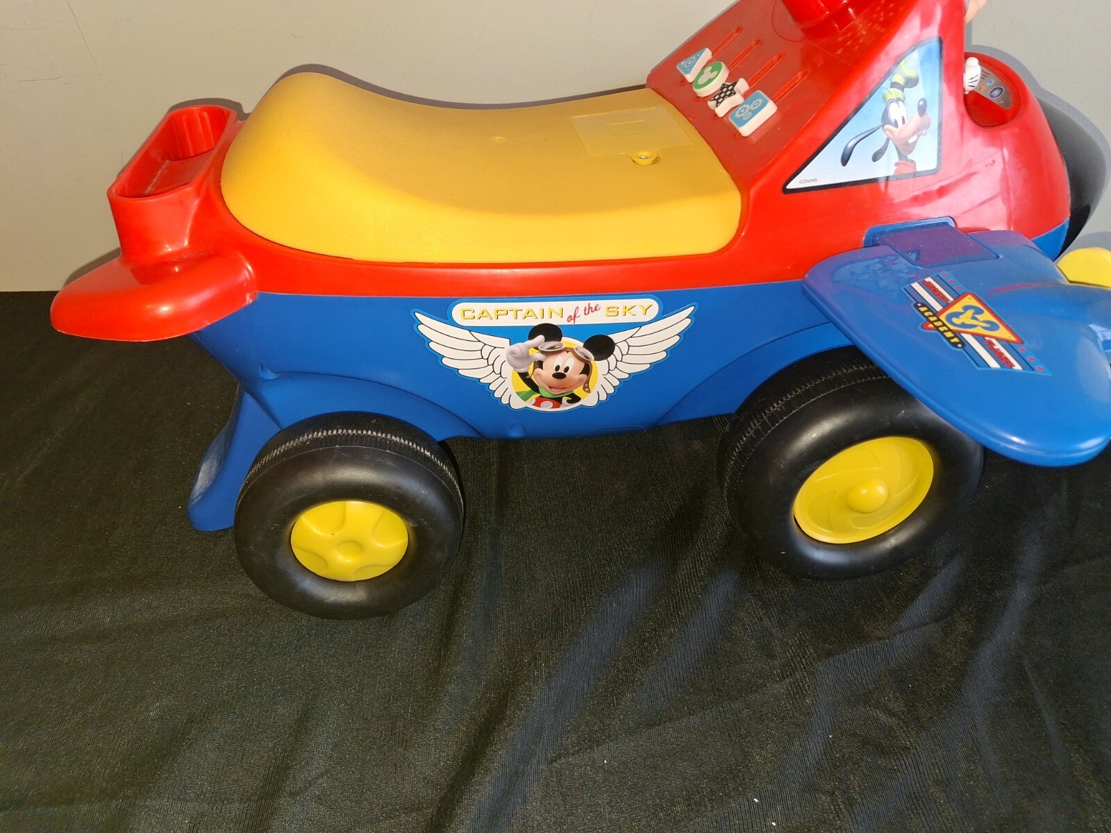 Kiddieland Disney Lights & Sounds Activity Ride-On Mickey Mouse Plane-No Handle