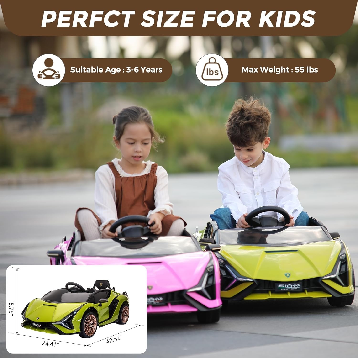 Tobbi 12VKids Ride On Car Licensed Lamborghini Sian Electric Toy w/Remote MP3