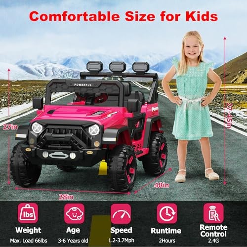 12V7Ah Electric Kids Car Power Wheels Dual Drive Ride-on Truck Vehicle W/Remote
