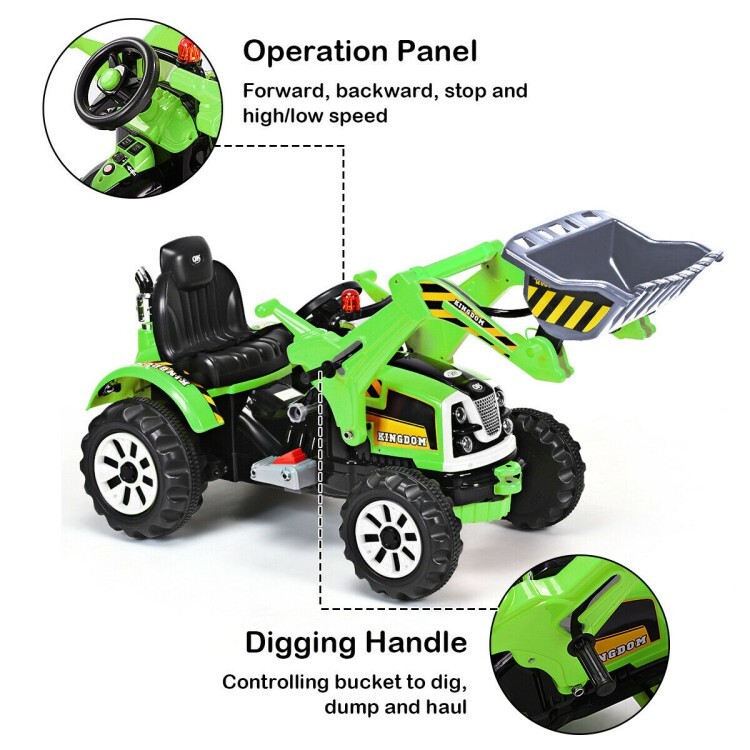 12V Battery Powered Kids Ride-on Excavator Dump Truck Gift Kids With Safety Belt