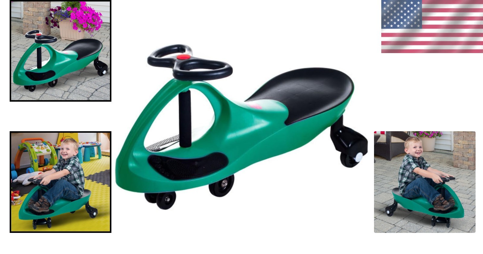 Durable Green Wiggle Car for Kids – Fun Outdoor Toy with No Batteries Needed!