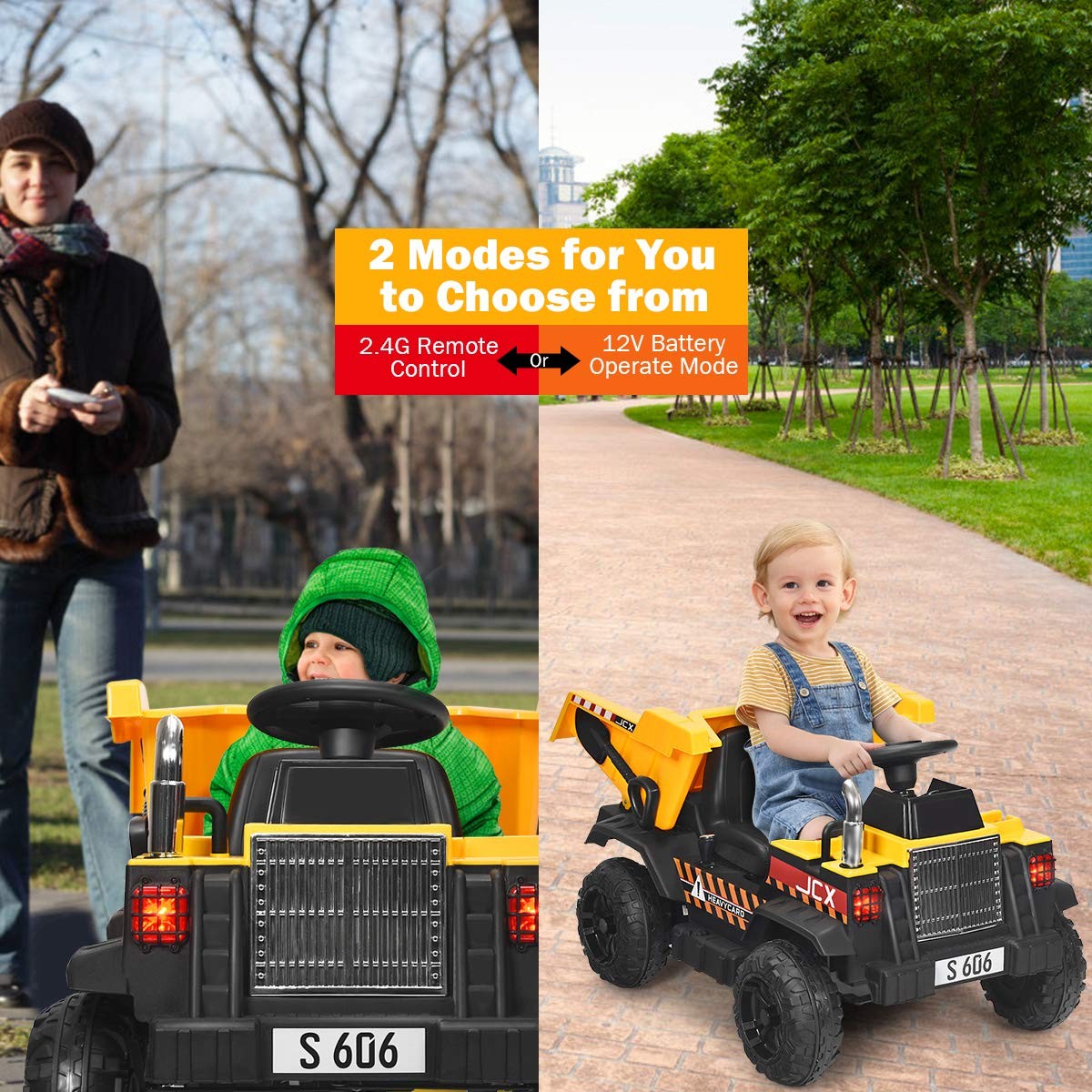 Costzon Ride On Car 12V Ride On Dump Truck W/Remote Control Electric Dump Bed