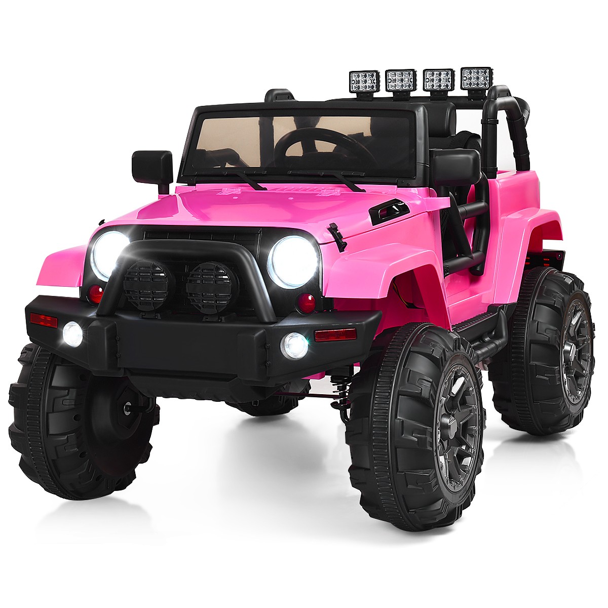 Costway 12V Kids Truck Car w/ Remote MP3 Music LED Lights Gift Toy Pink