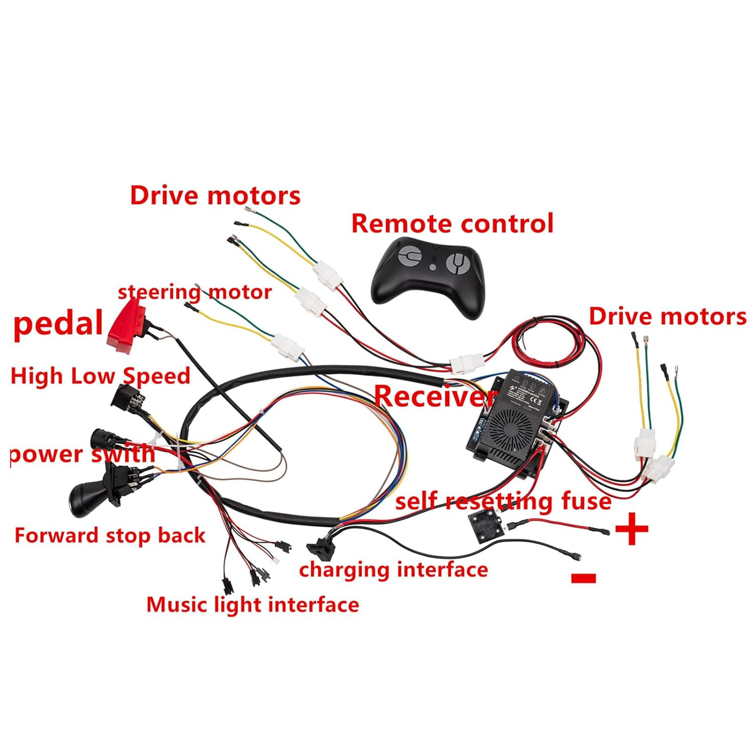 24 Volt DIY Wires Harness Conversion Kit for Kid’S Ride on Toys Car,2.4G Set of