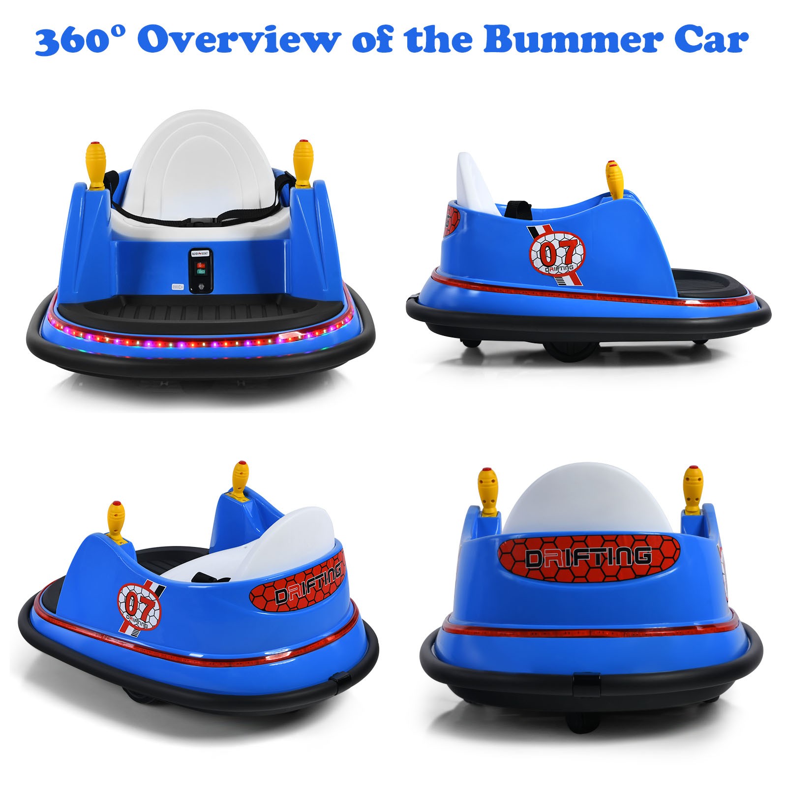 6V Kids Ride On Bumper Car Vehicle 360° Spin Race Toy w/ Remote Control Navy