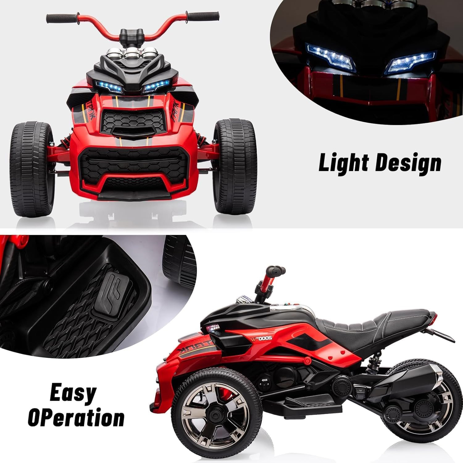 Kids Electric Ride on Truck Car, 7MPH, 2 Speeds, 2X55W Motor, LED Lights, Music,