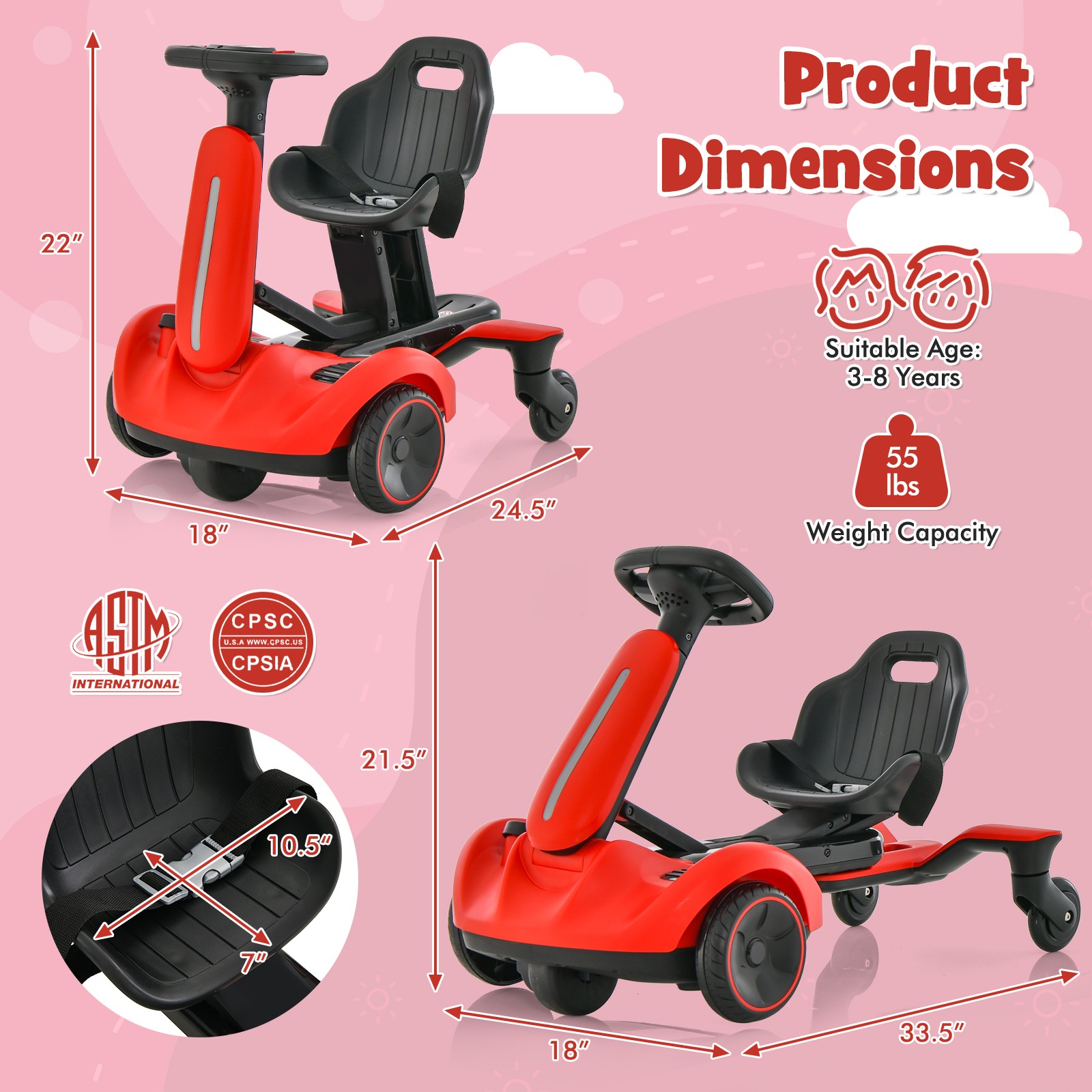 6V Kids Ride On Dri’ Car Electric Dri’ing Go Kart for Kids w/ 360° Spin
