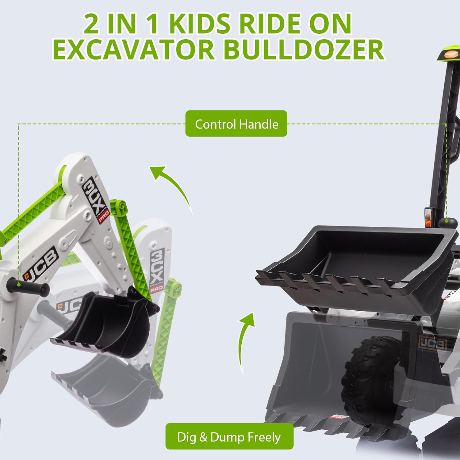 12V Licensed JCB Ride On Excavator 4 in 1 Kids Ride On Car with Remote Control