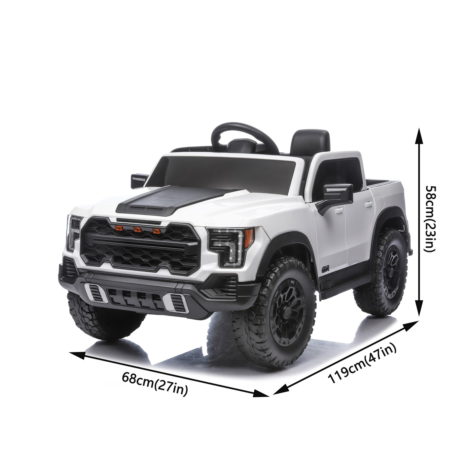 12V Kids Ride-On Car Remote Control, 4-Wheel Shock Absorption 3-6 Years White