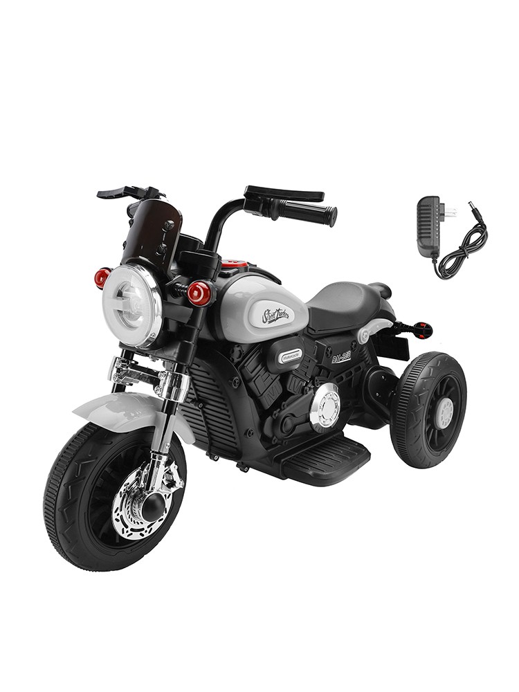 3 Wheel Kids Ride On Motorcycle 6V Powered Electric Dual Drive Toy Car Gray🏍️