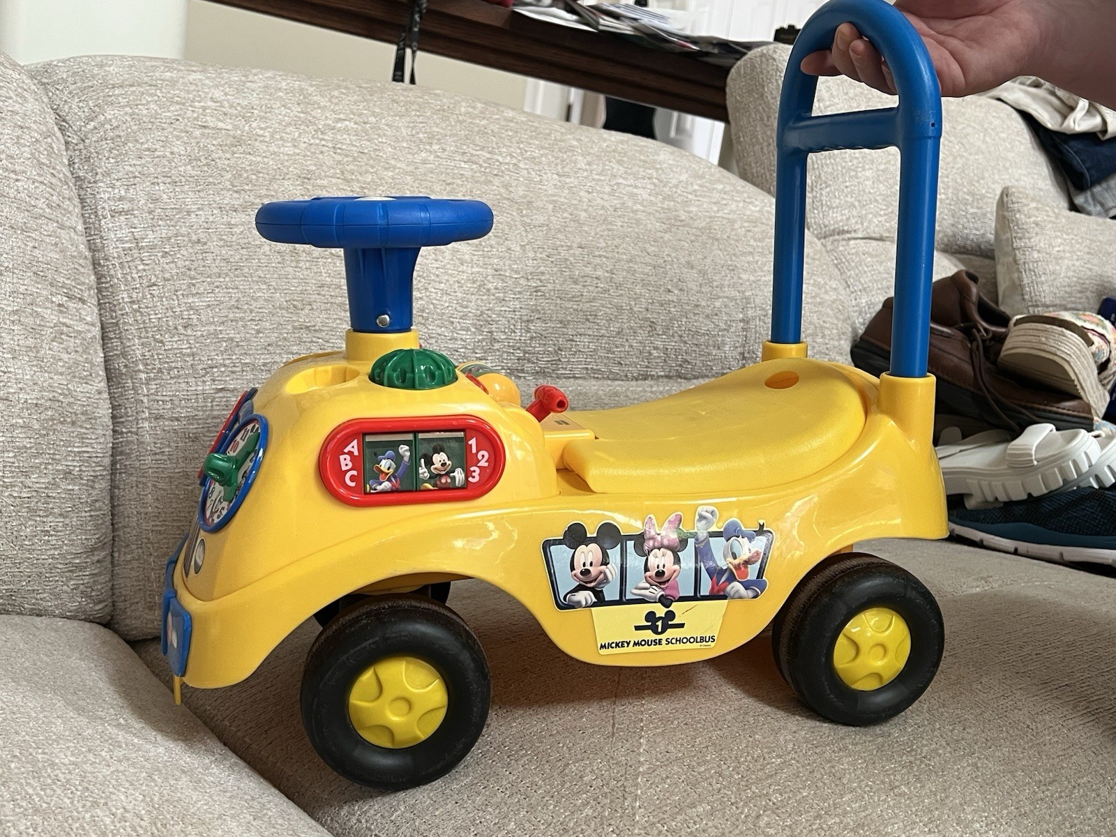 Vintage Kiddie land Disney Mickey Mouse Activity Bus Ride On Or Walker