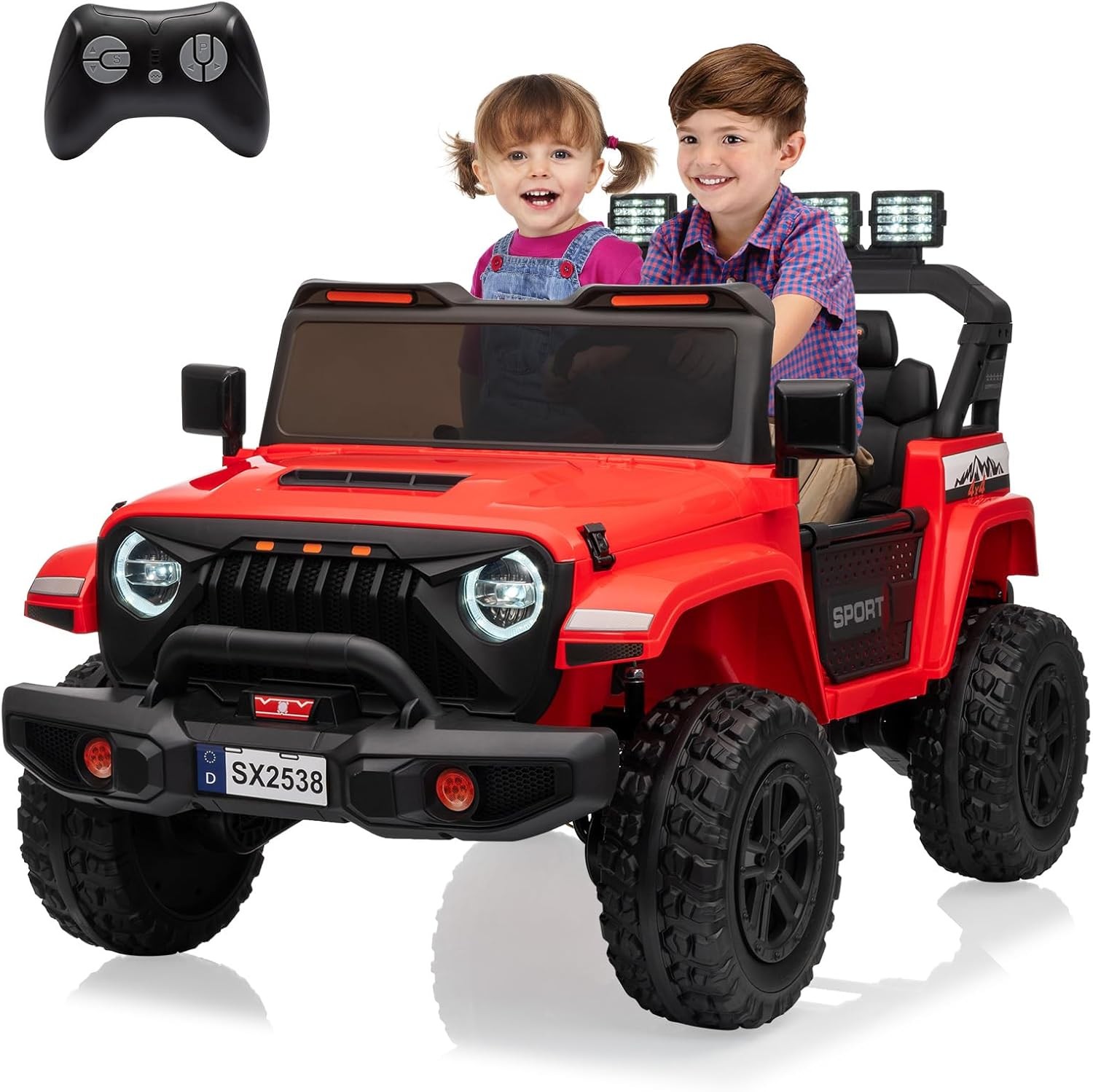 2 Seats 24V Ride On Car 4WD Electric Car Toys for Kids with Remote ＆ 7AH Battery