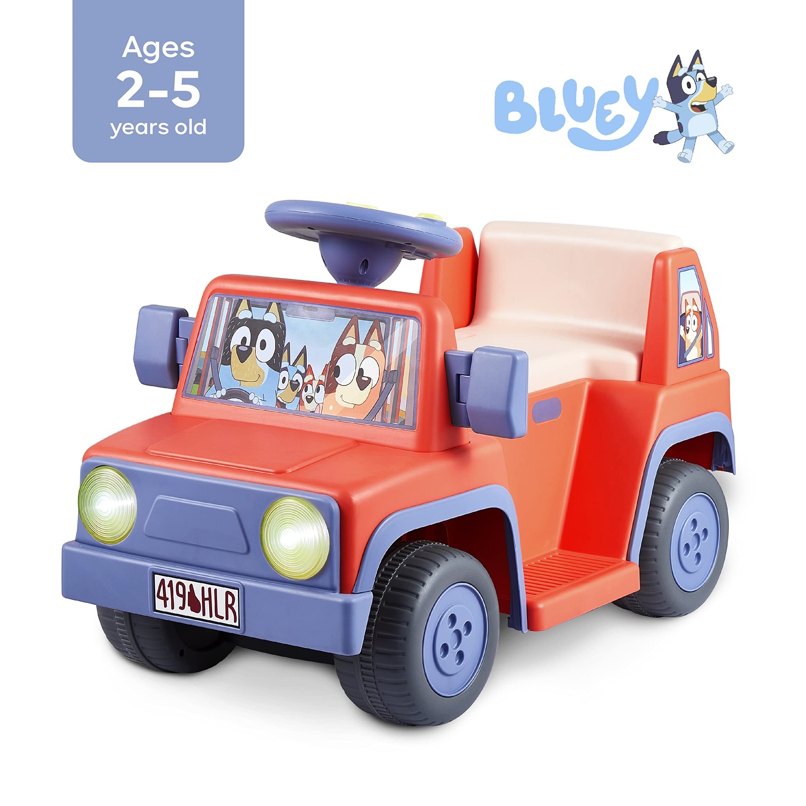 Bluey – Ride On Toy for Kids, LED Headlights, Music and Horn