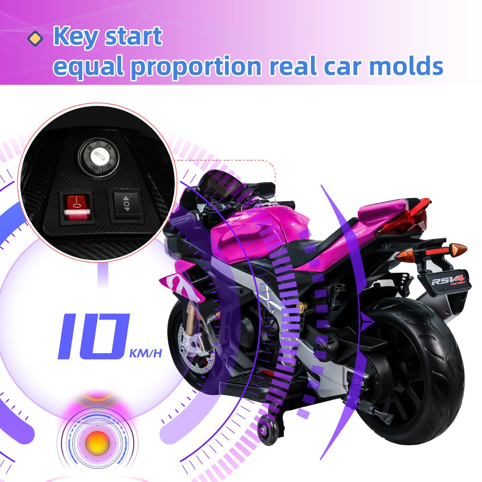 Aprilia 24V Kids Electric Motorcycle 6mph Dirt Bike Ride on Toy Bluetooth Music