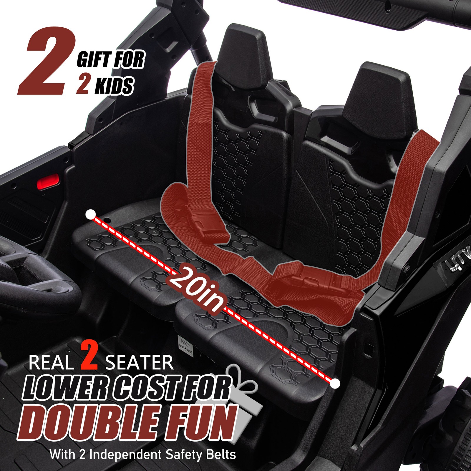 Black 24V Kids Electric Car 2 Seater Ride on Toy Battery Power w/ Parent Remote