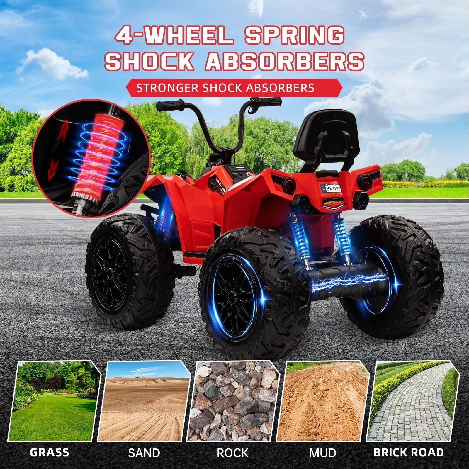 24V Kids Ride On ATV Quad Electric 4-Wheels Car Toy W/ LED Light USB & MP3 Music
