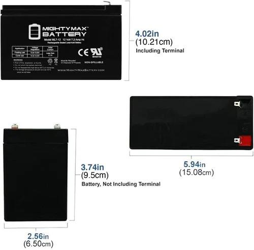 12V 7.2AH Replacement Battery for Kids Electric Ride On Car Power Wheels Durable
