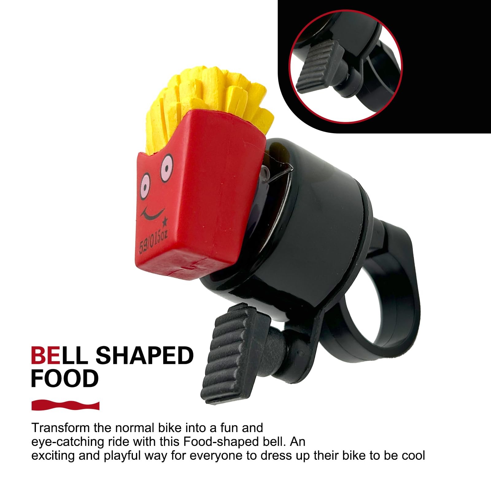 Bike French Fries Bell, Aluminum Alloy Bicycle Bell with Plastic Base, Loud C…