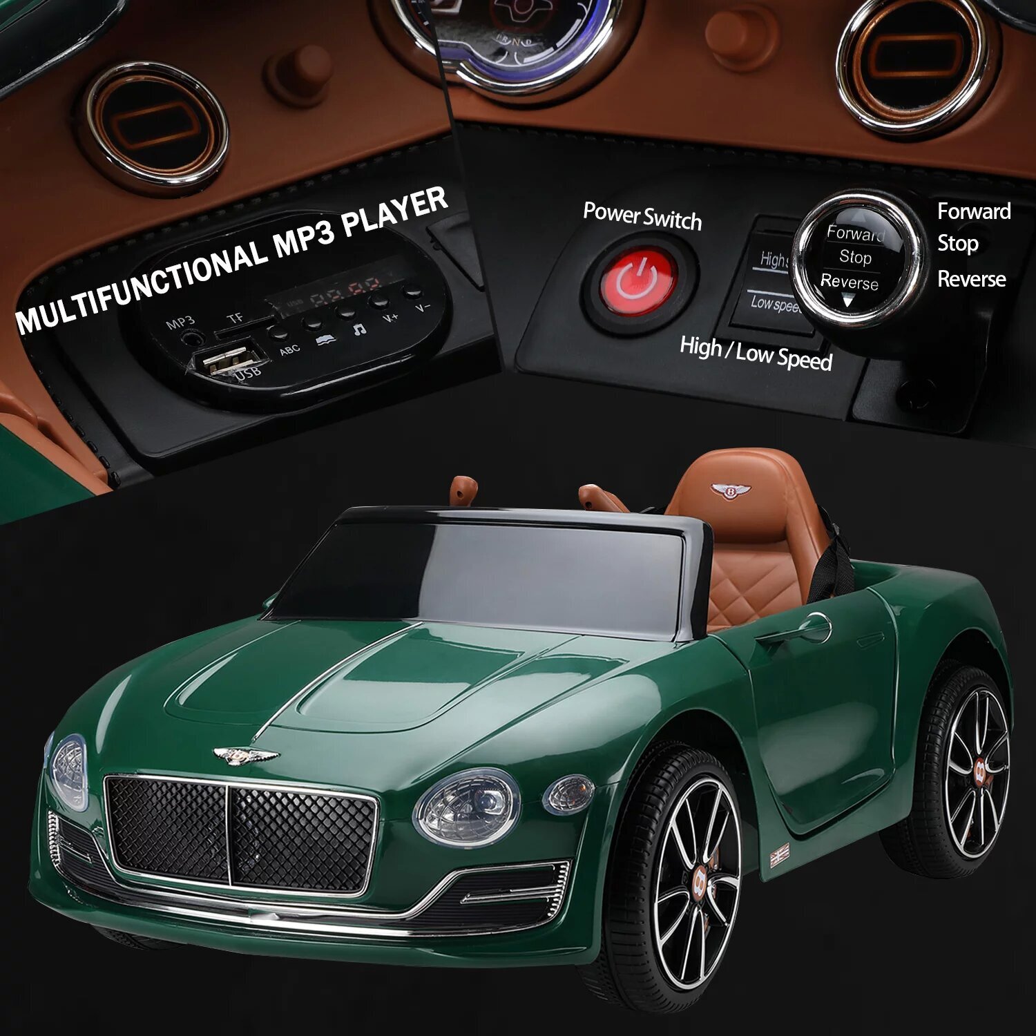 12V Kids Electric Ride On Licensed BENTLEY Style Toys Car w/Remote Control LED