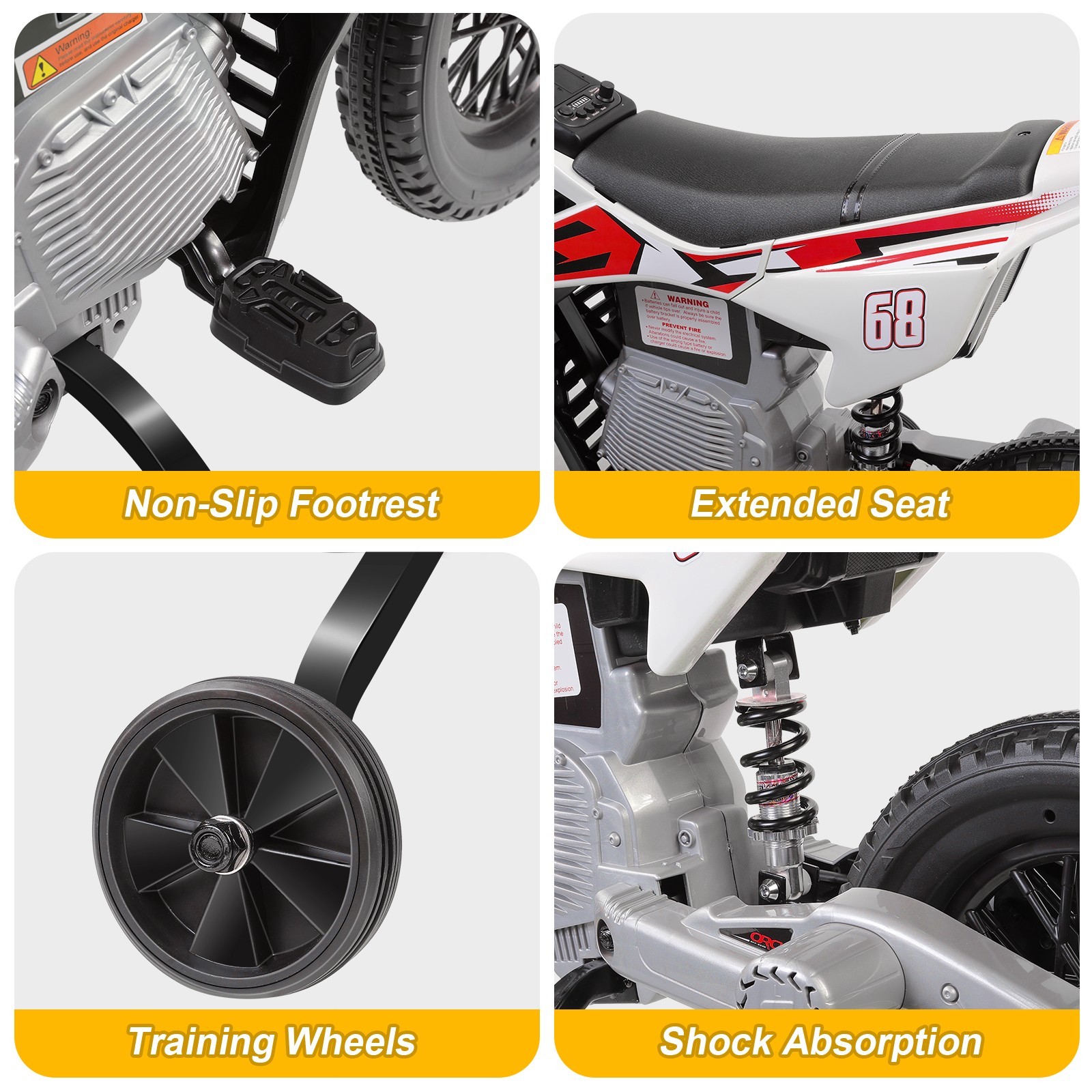 12V Kids Ride on Motorcycle w/ Twist Grip Throttle 2 Training Wheels Kids Gift-