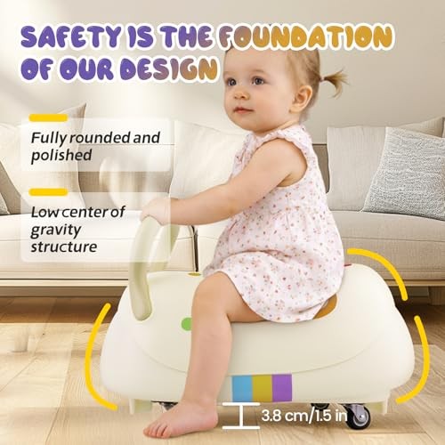 Toddler Balance Ride-On Toys, Kids Wiggle Car with Quiet PU Wheels & Anti White