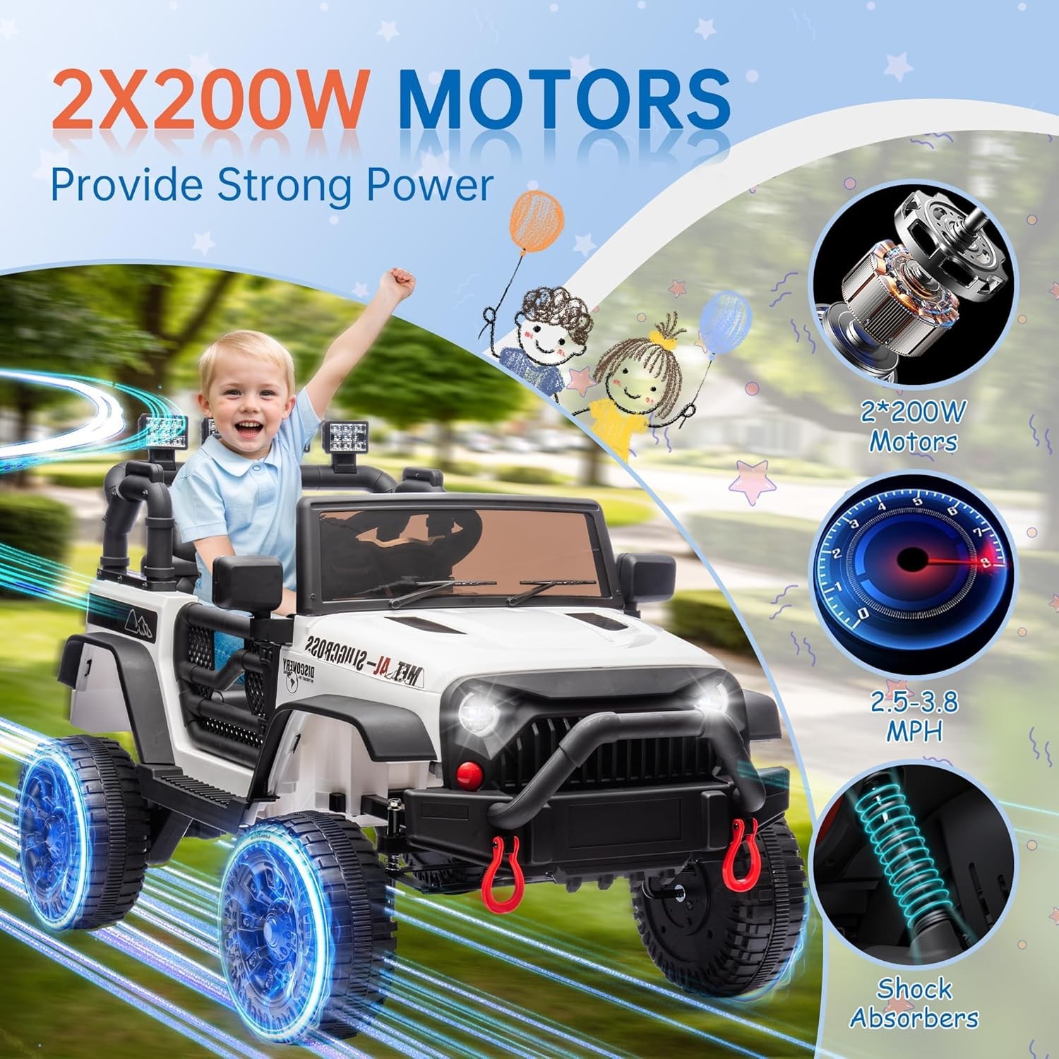 24V Kids Ride on Toy Electric Car Battery Power 4 Wheels Jeep w/ Remote LED MP3