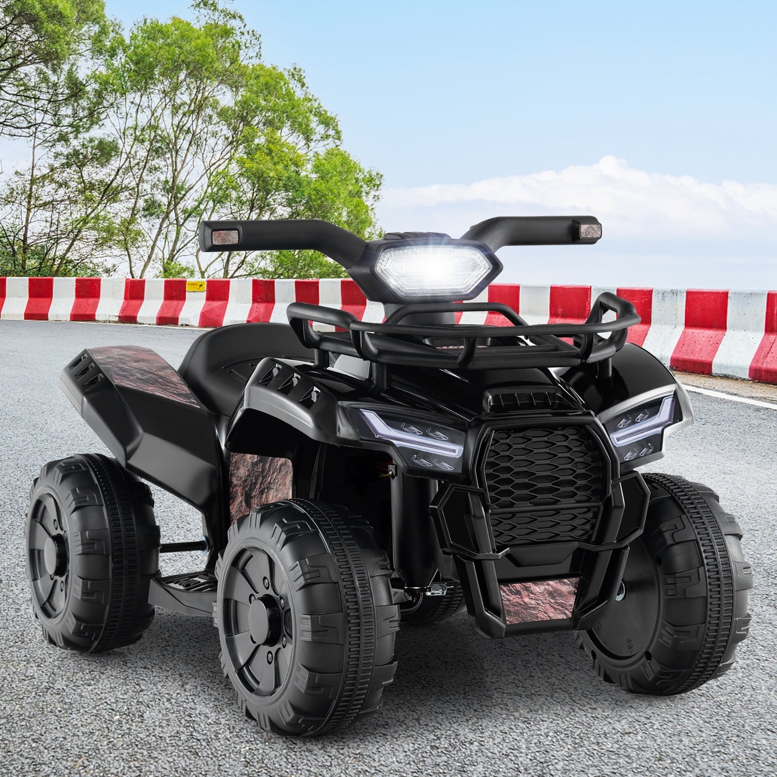 6V Kids ATV Quad Electric Ride on Car Toy Toddler W/Led Light&Mp3 Black