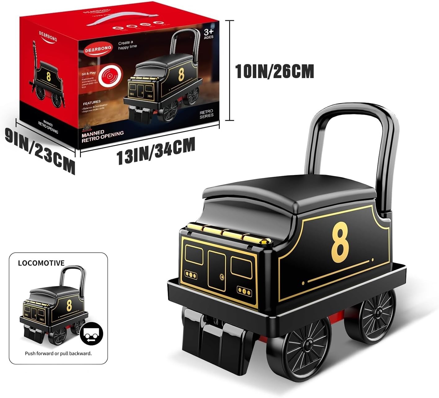 Ride on Train Toys Electric TrainSet with Track 2 Seaters Cargo Car,Music,Light