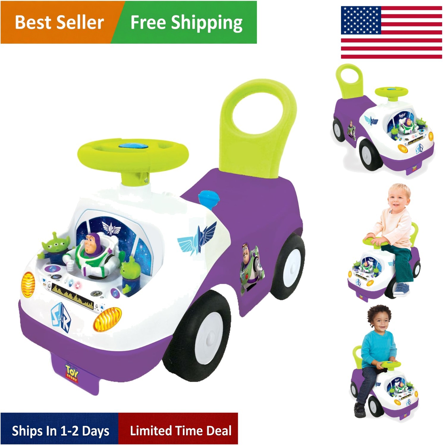 Interactive Buzz Lightyear Ride-On: Music, Lights, and Educational Fun for Kids
