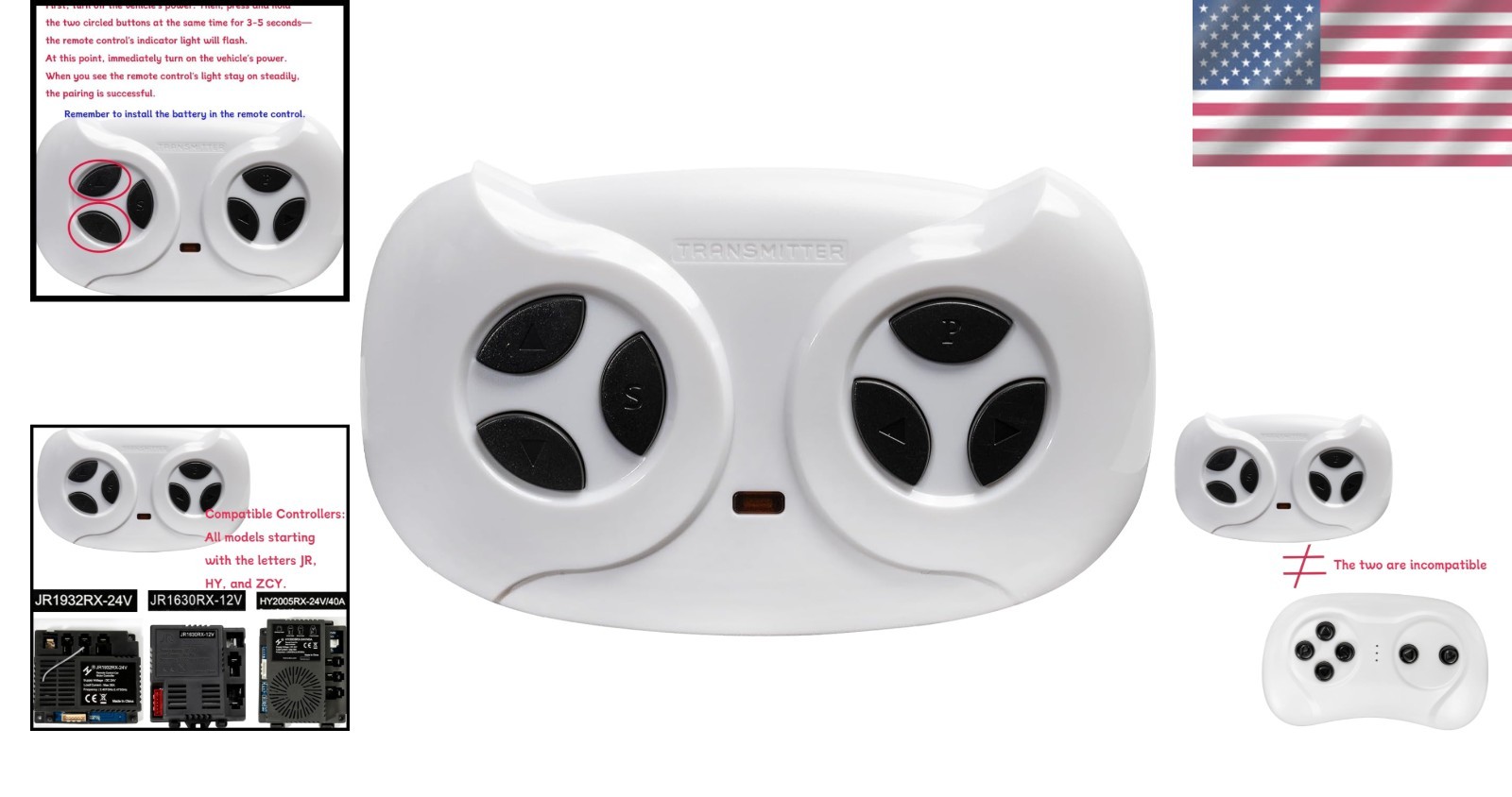 2.4G Remote Control for 12V Ride-On Cars, Compatible with Mercedes-Benz G63 & Mo